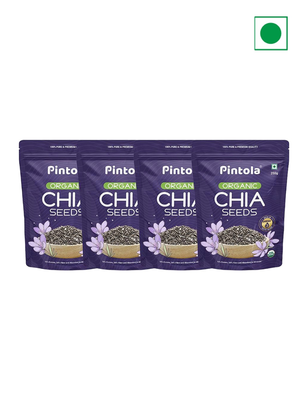 

Pintola Set Of 4 Organic Chia Seeds-250g, Violet