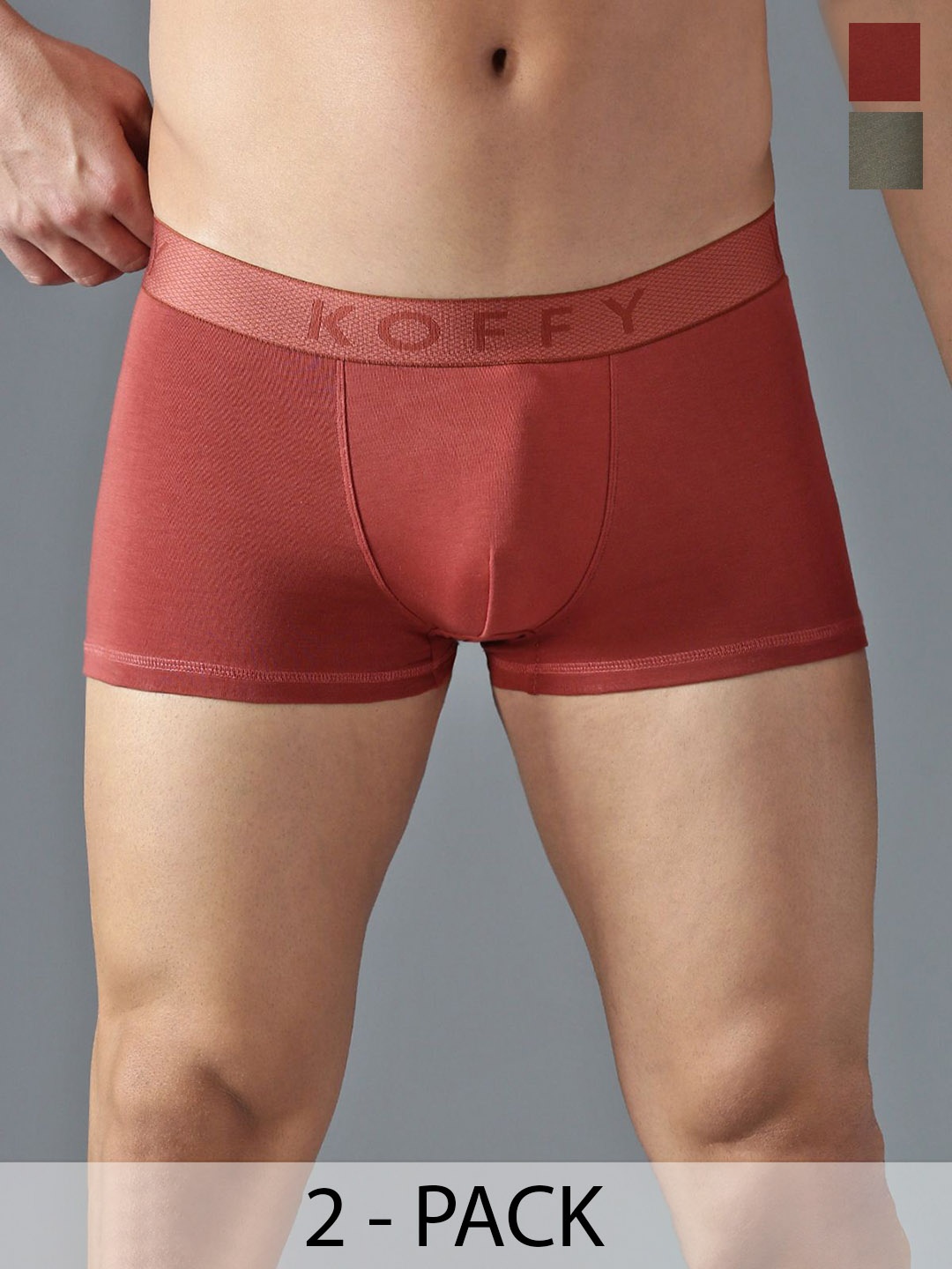 

KOFFY Pack of 2 Men Breathability Trunks KOFFY_KI44_RST_KHA_2PC, Rust