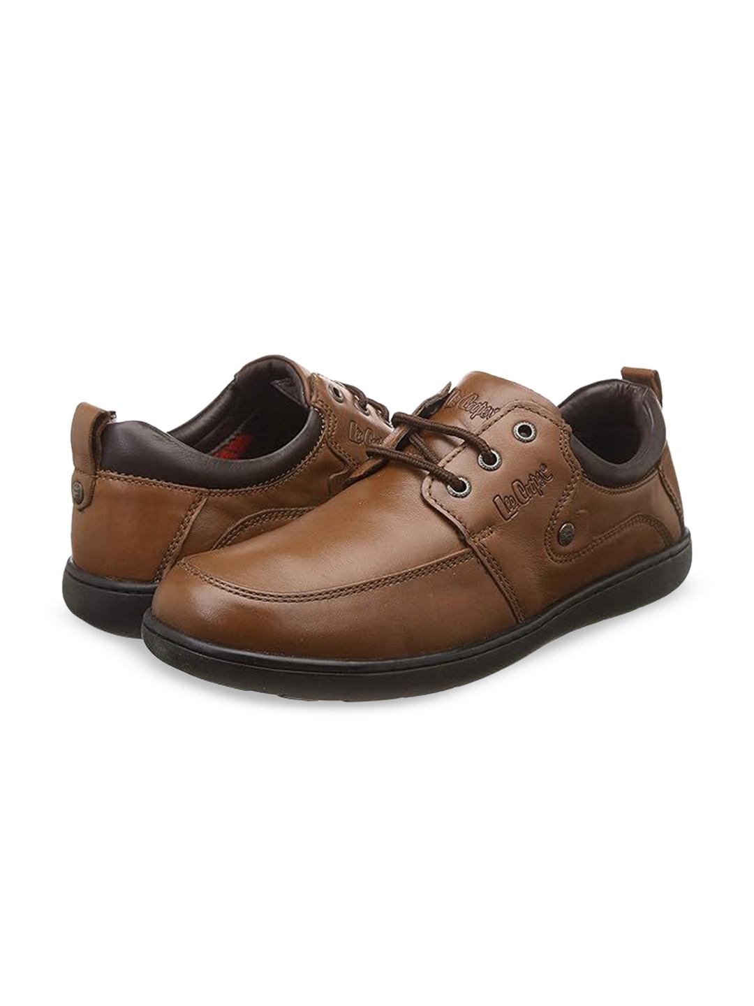 

Lee Cooper Men Lightweight Leather Lace-Ups Driving Shoes, Brown