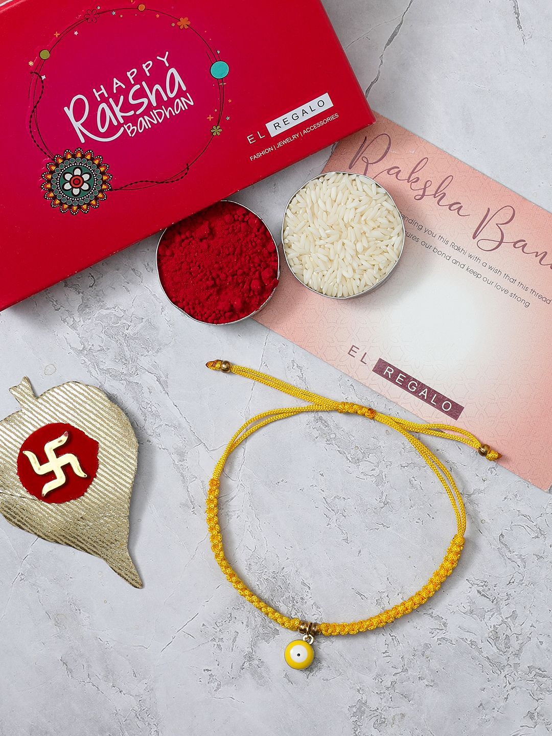 

EL REGALO Beaded Thread Rakhi, Yellow