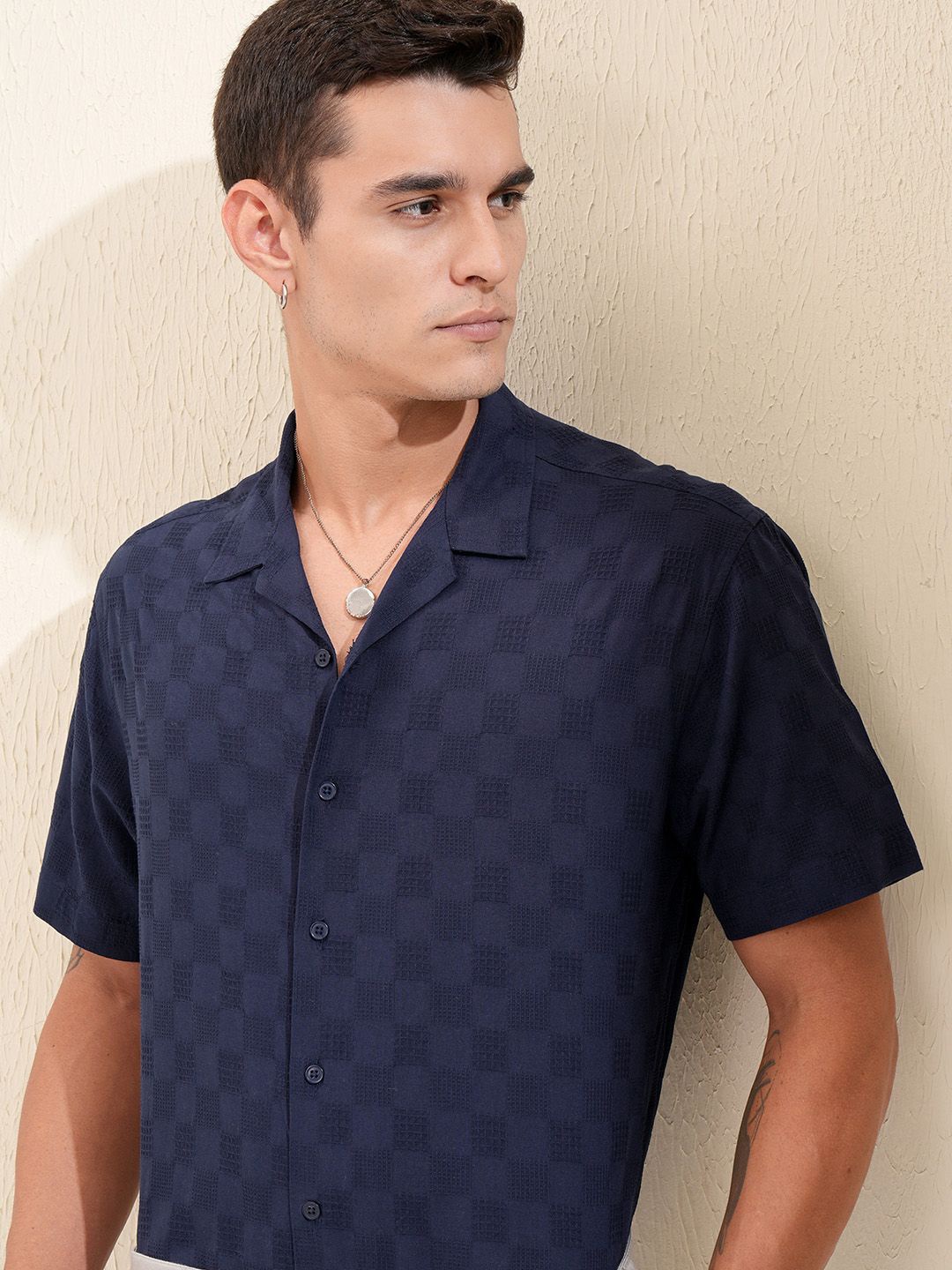 

HIGHLANDER Men Relaxed Fit Casual Shirt, Navy blue