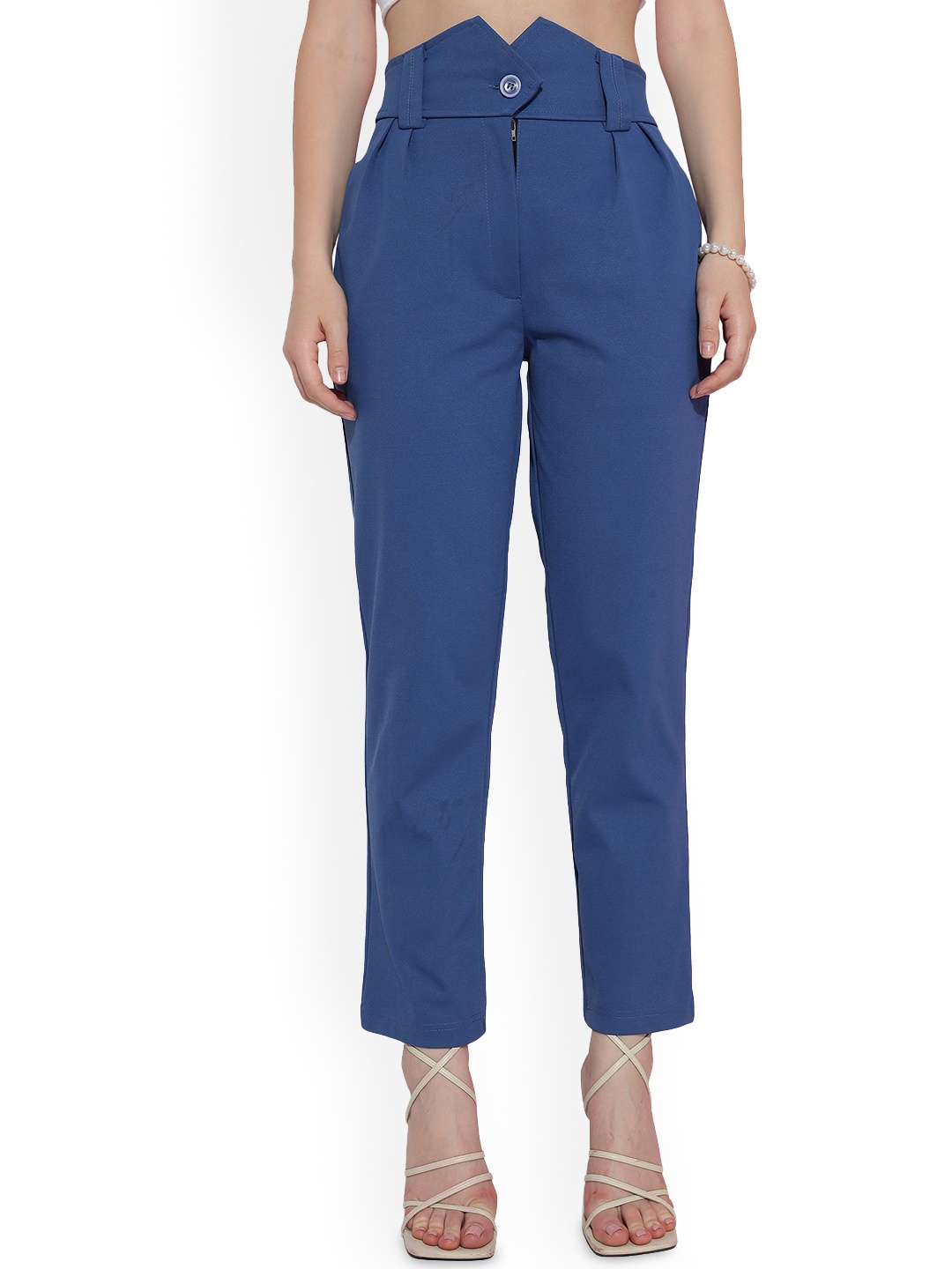 

BAESD Women Relaxed High-Rise Wrinkle Free Trousers, Blue