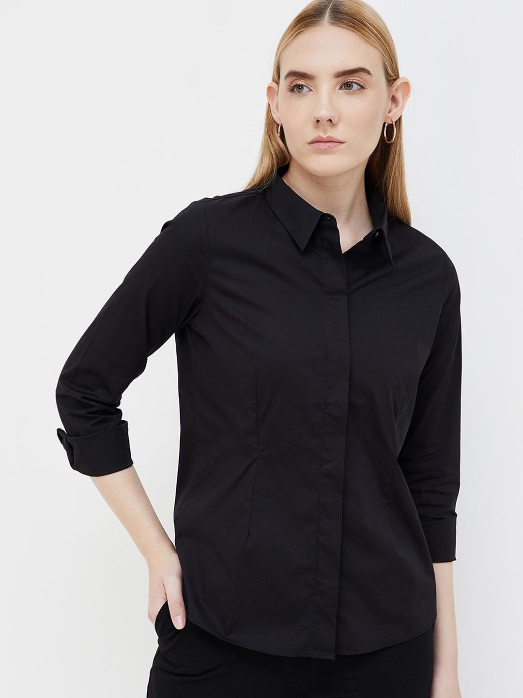 

CODE by Lifestyle Cotton Shirt Style Top, Black