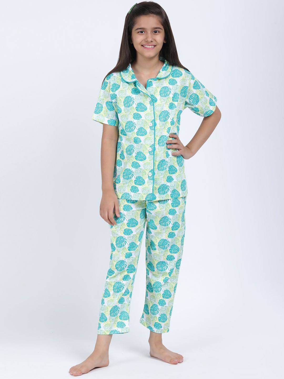 

Elzoh Girls Printed Night suit, White