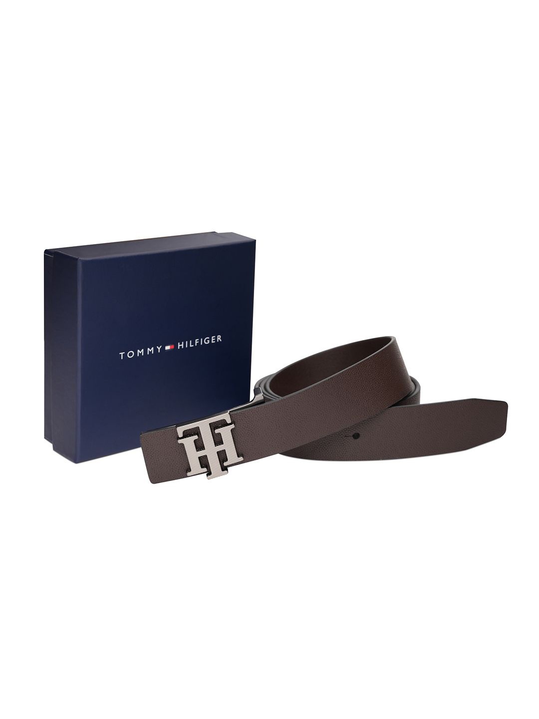 

Tommy Hilfiger Men Textured Leather Formal Belt, Brown