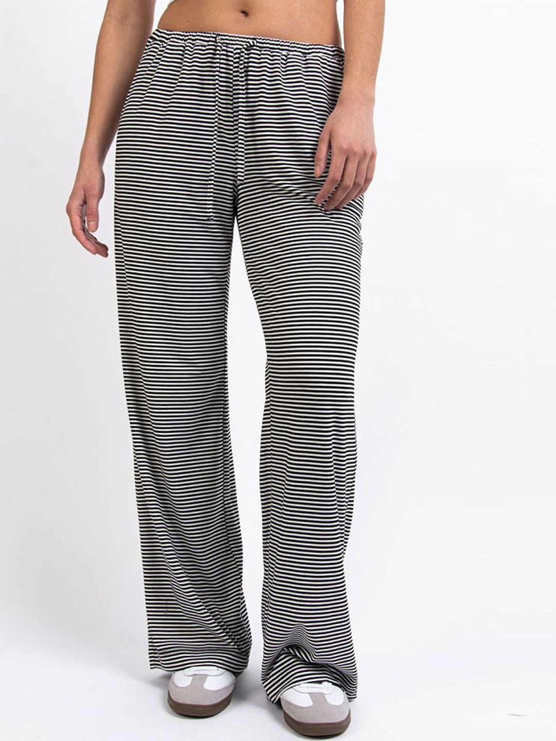 

LULU & SKY Women Striped Loose Fit Trousers, Black
