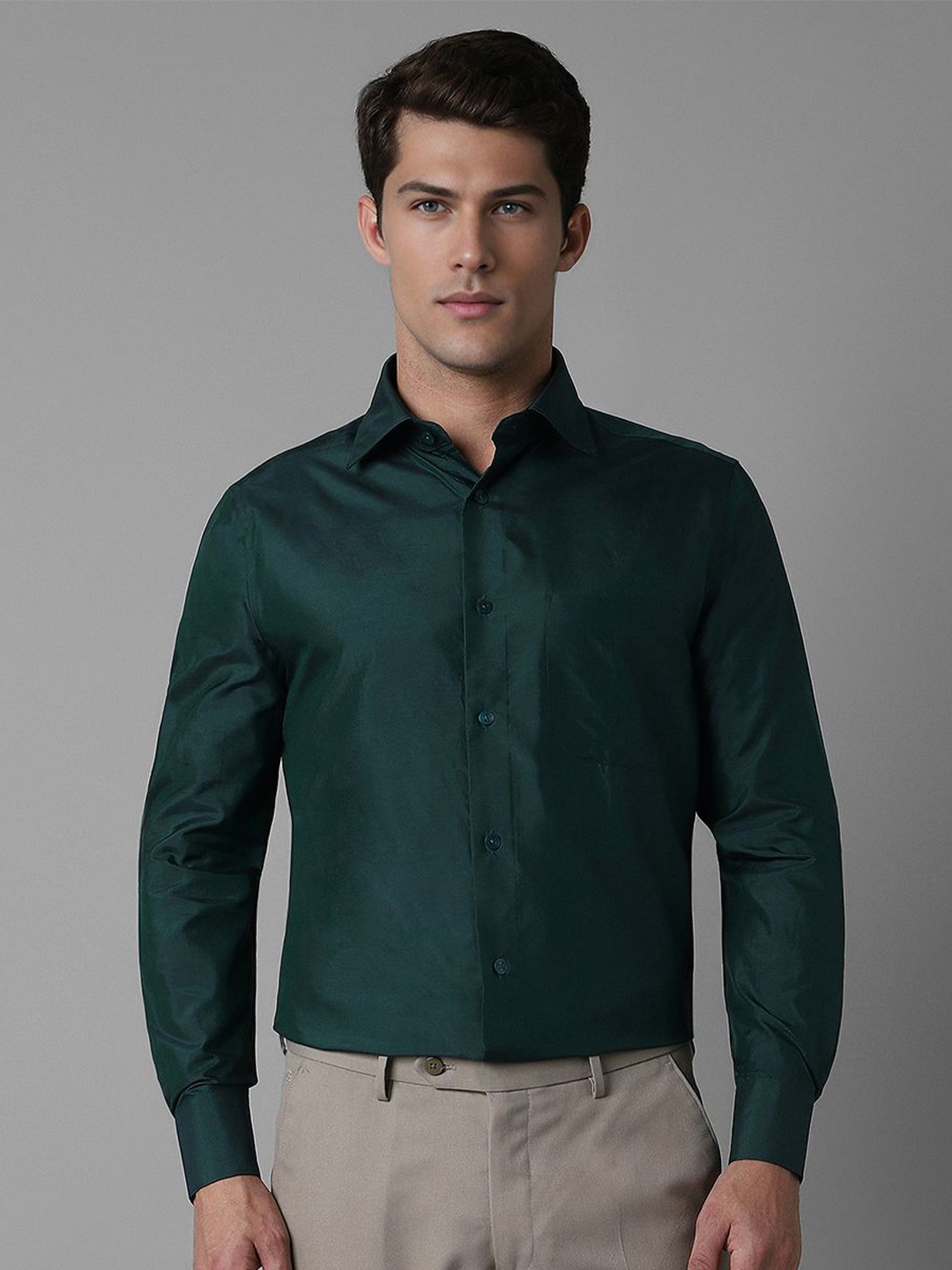 

Louis Philippe Men Opaque Formal Shirt, Green