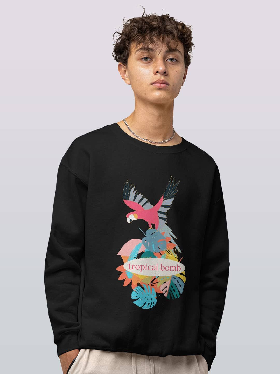 

macmerise Men Printed Sweatshirt, Black