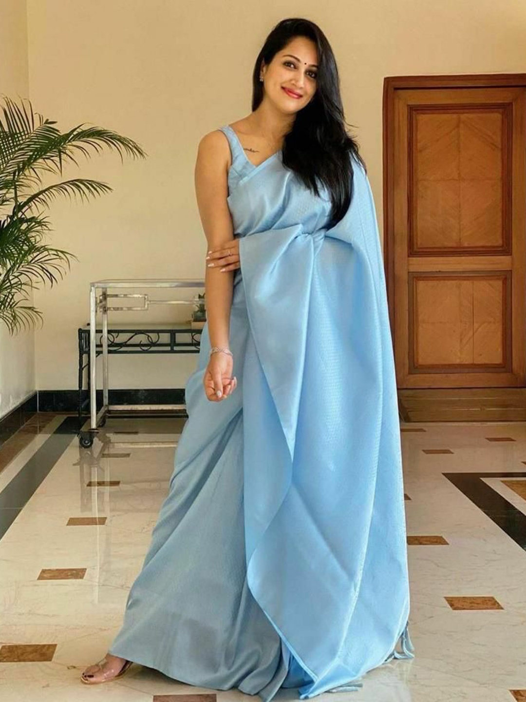 

Sitanjali Ethnic MotiKanjeevaram Saree, Turquoise blue