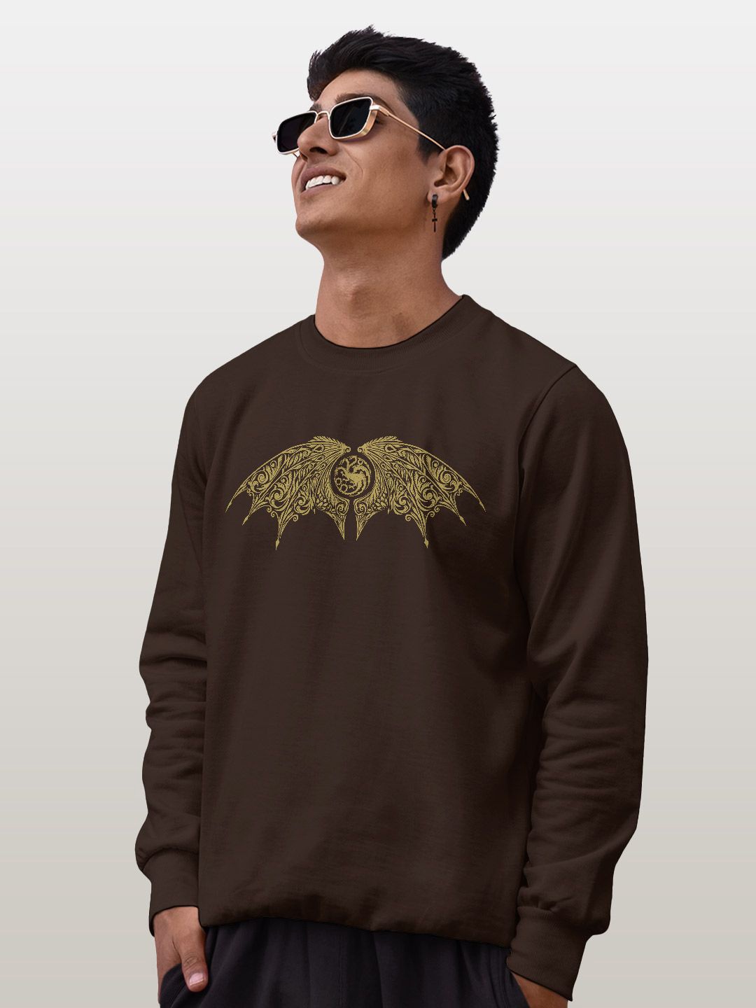 

macmerise Men Embroidered Sweatshirt, Brown