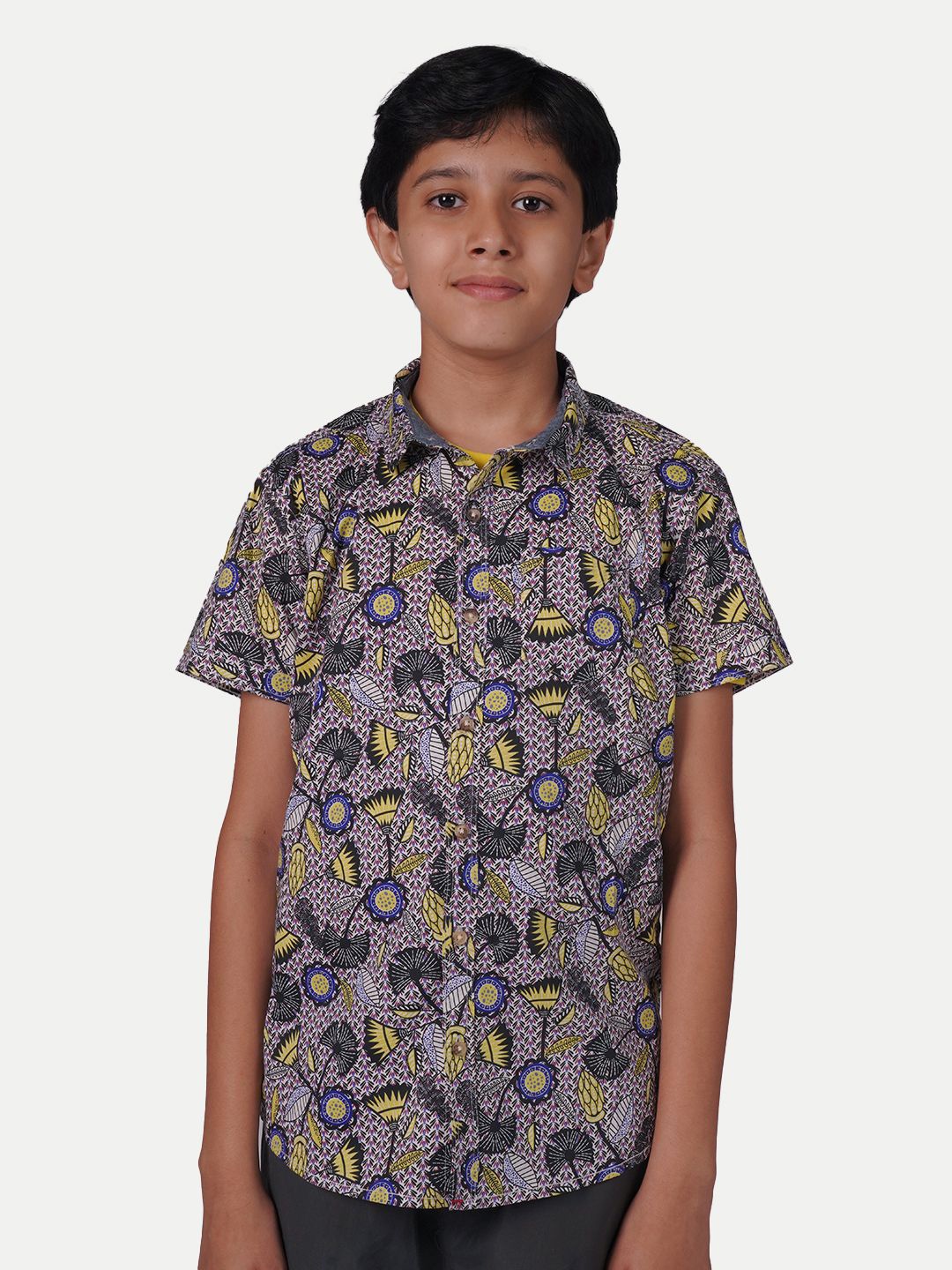 

BAESD Boys Floral Opaque Printed Casual Shirt, Blue