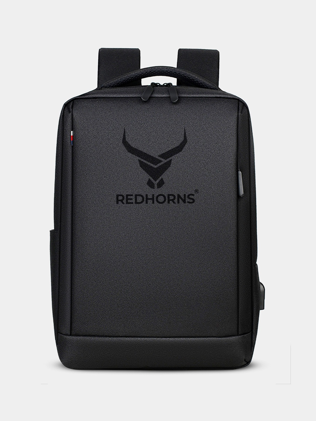 

REDHORNS Unisex Backpack with USB Charging Port, Black