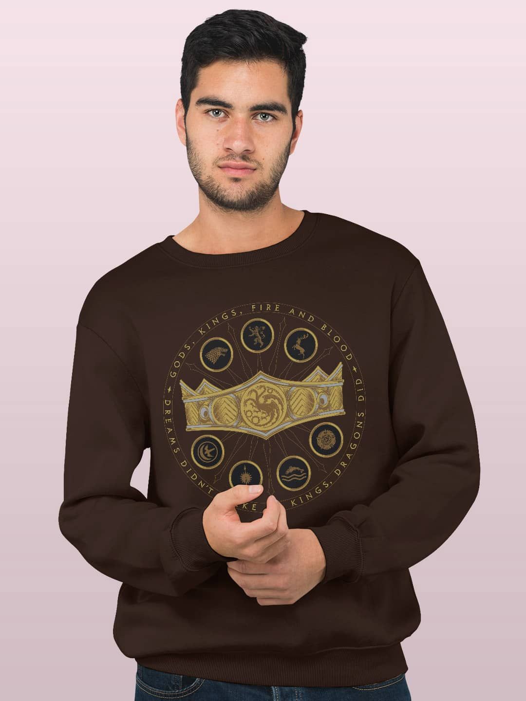 

macmerise Men Printed Sweatshirt, Brown