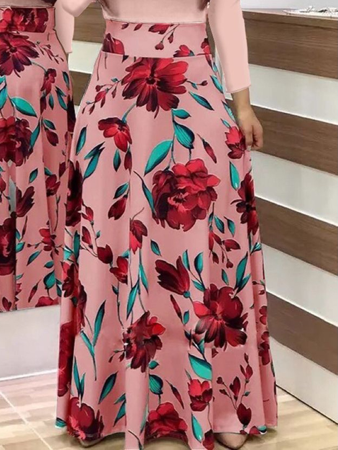 

StyleCast Women Floral Printed A-Line Maxi Skirt, Red