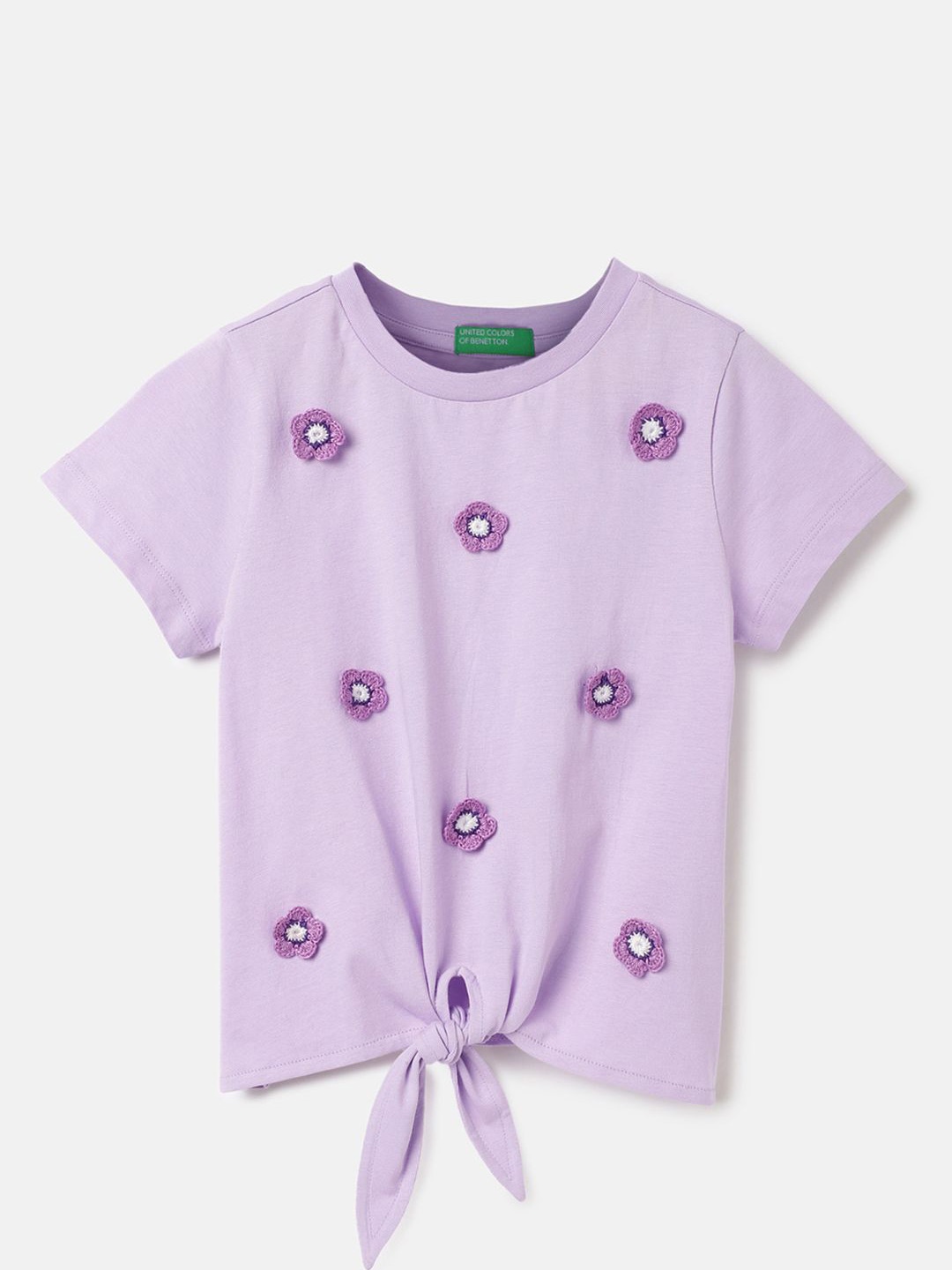 

United Colors of Benetton Embellished Cotton Top, Purple