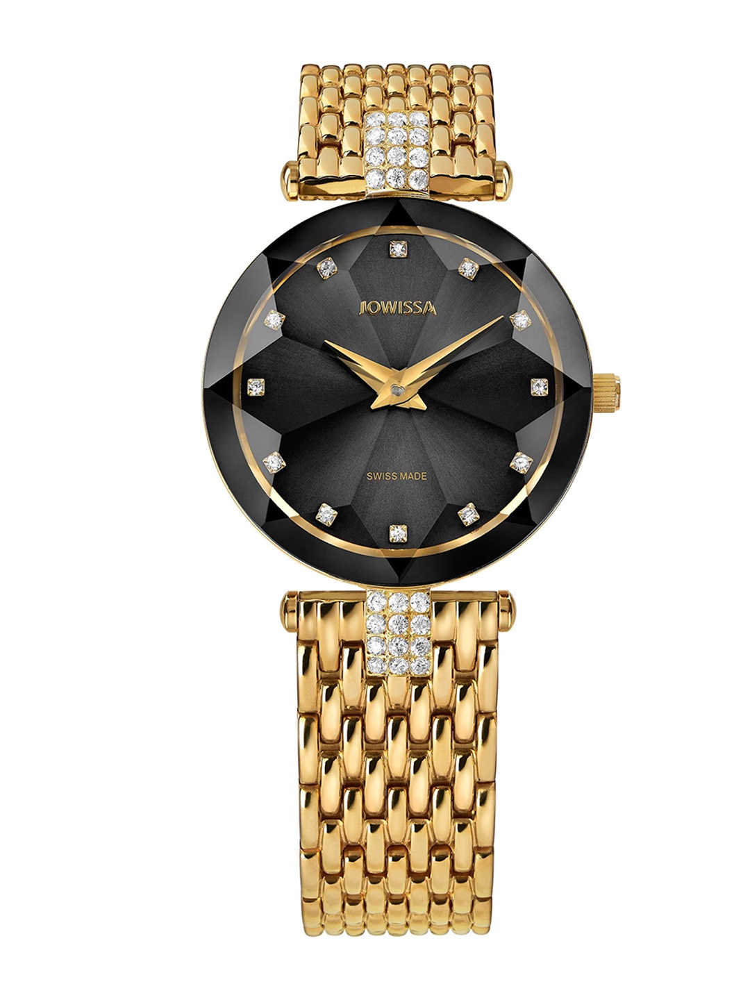 

JOWISSA Women Swiss Made Facet Strass Quartz Dial Analog Watch J5.630.M, Silver