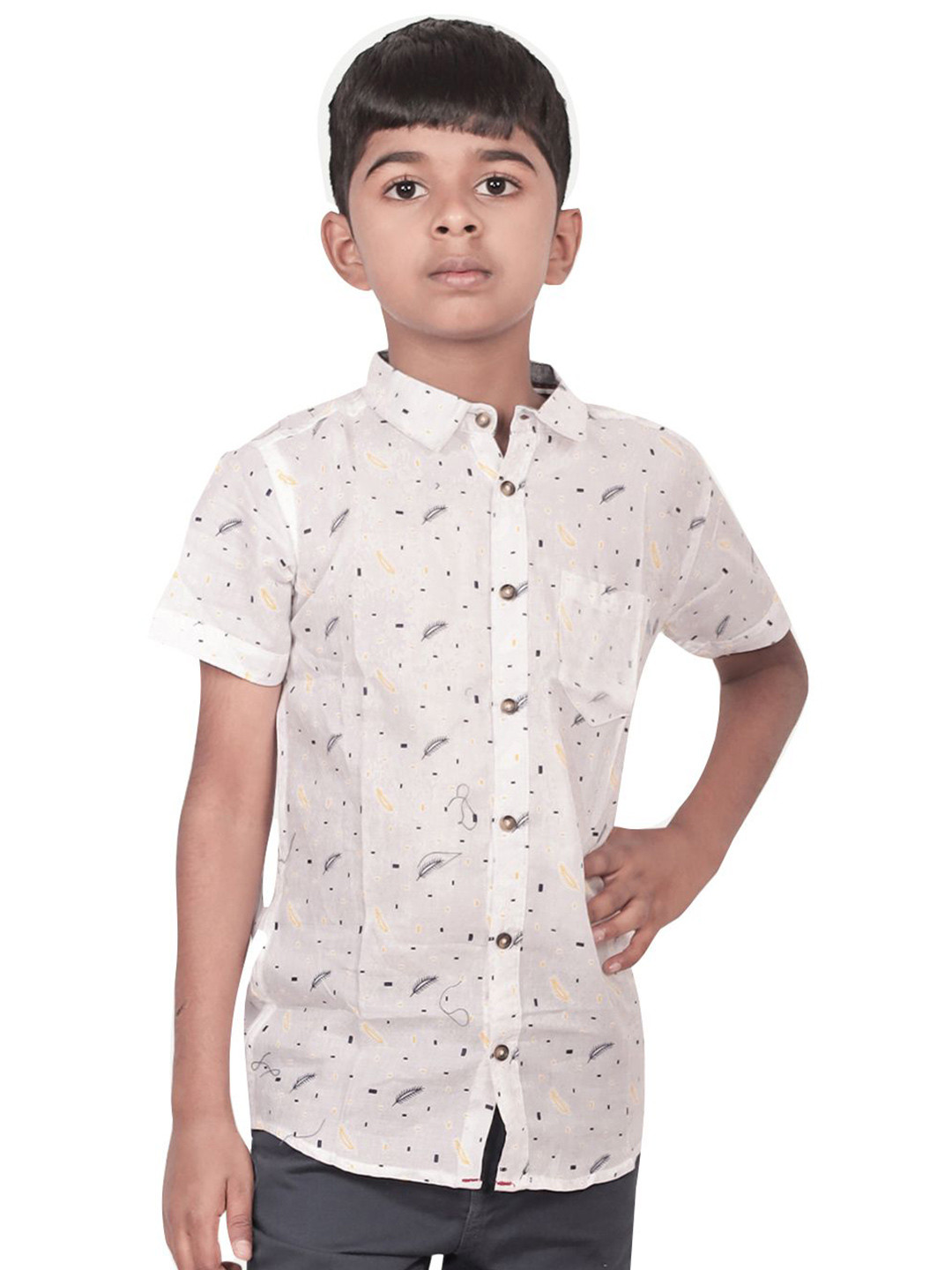 

BAESD Boys Opaque Printed Casual Shirt, White