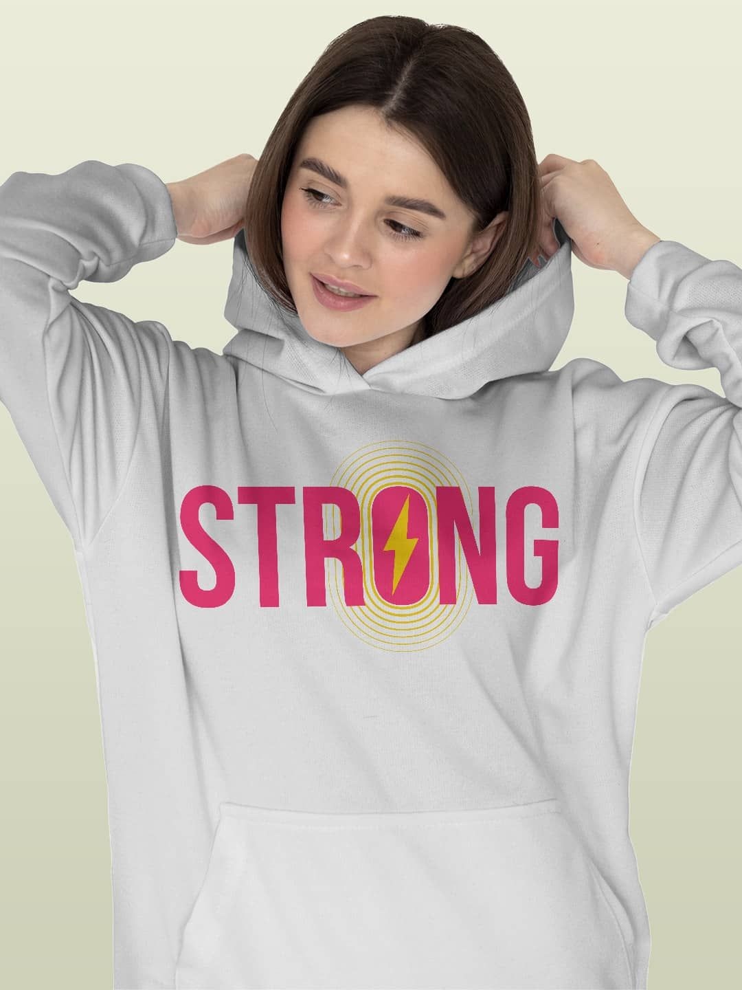 

macmerise Women Printed Hooded Sweatshirt, White