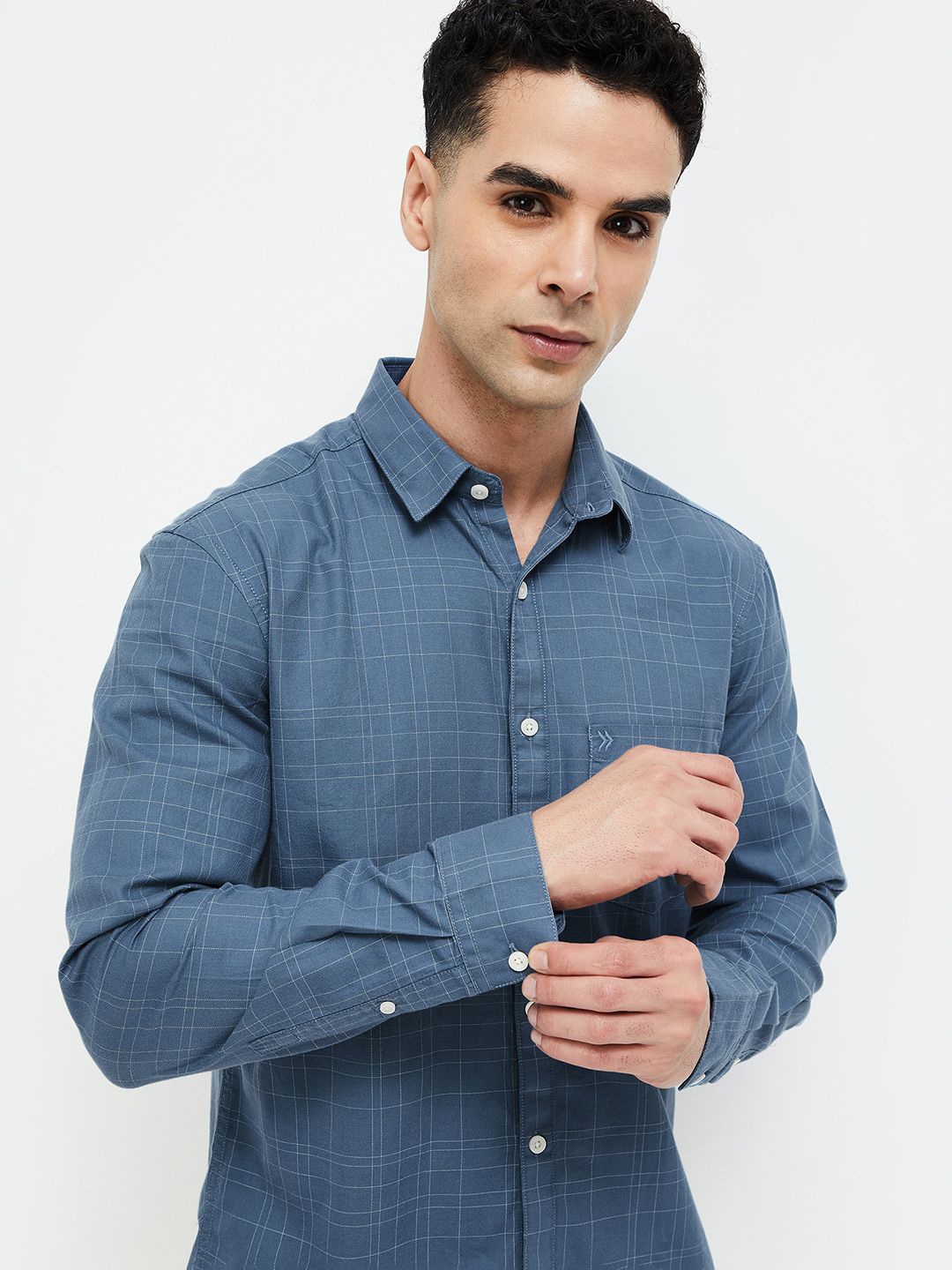 

CODE by Lifestyle Men Slim Fit Opaque Checked Casual Shirt, Blue