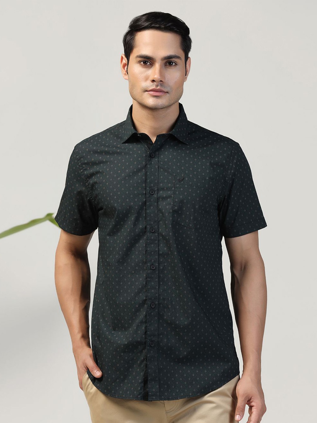 

Blackberrys Men Slim Fit Opaque Printed Casual Shirt, Teal