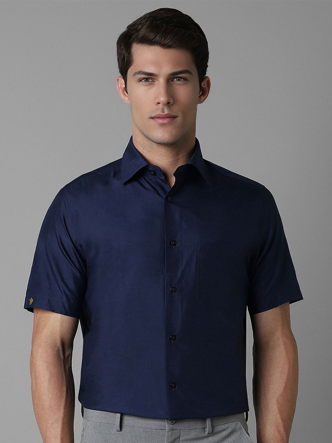 

Louis Philippe Men Opaque Formal Shirt, Navy blue