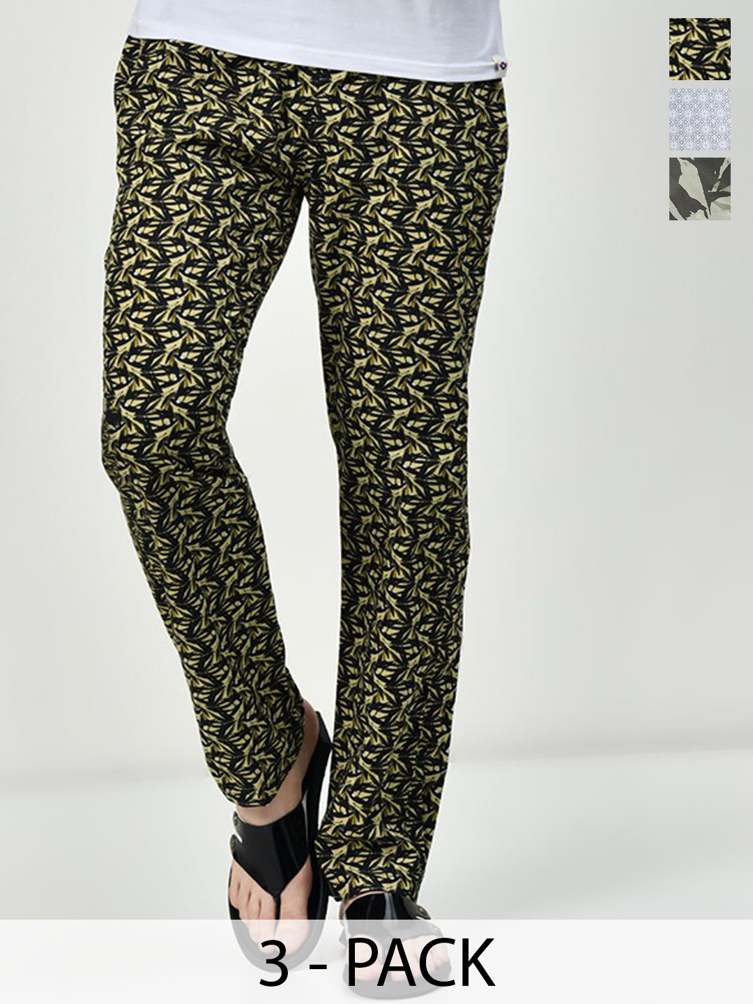 

BAESD Pack Of 3 Printed Pure Cotton Lounge Pants, Green