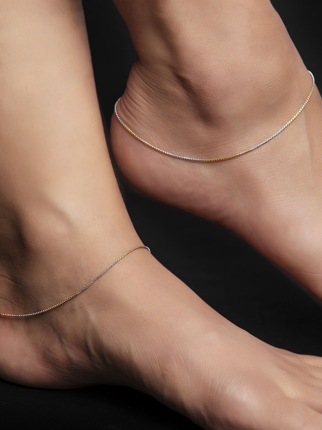 

Zavya Rhodium-Plated 925 Sterling Silver Paired Dual-Plated Anklet