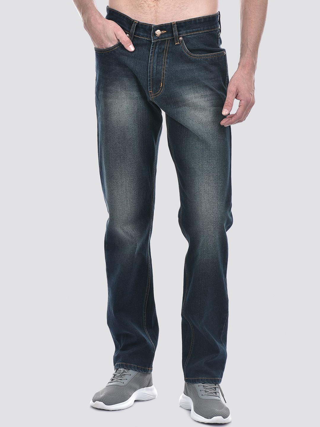 

Numero Uno Men Straight Fit Low Distress Heavy Fade Stretchable Jeans, Blue