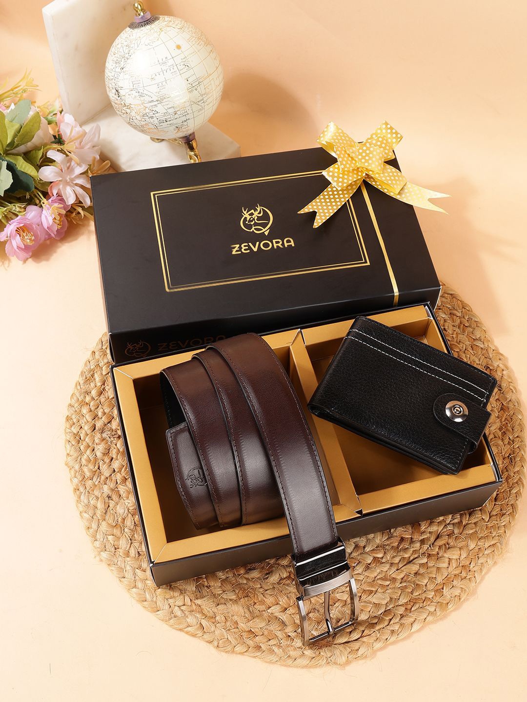 

ZEVORA Men Accessory Gift Set of, Brown