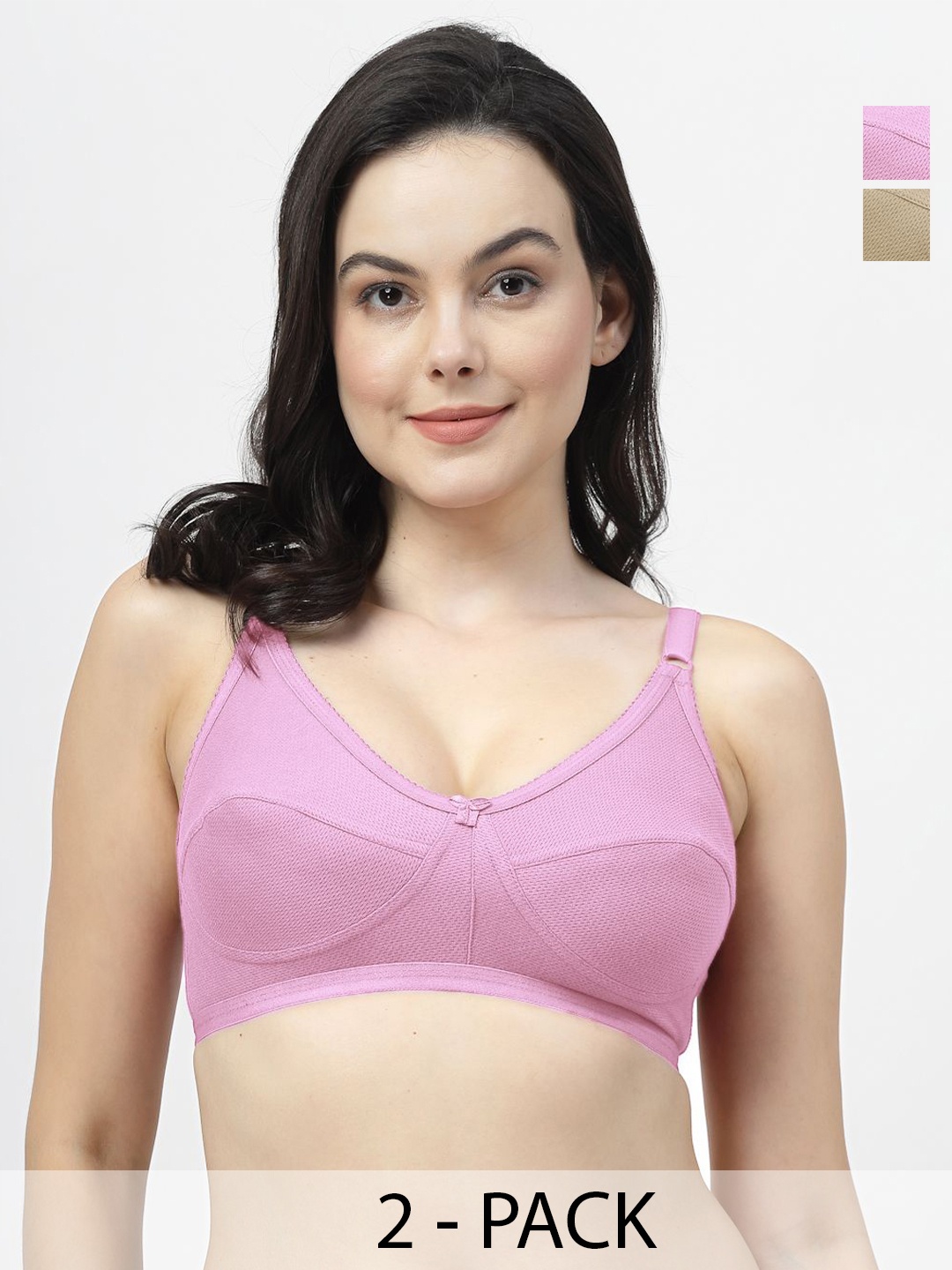 

SHYAM SONS FLAIR Pack of 2 Non Padded Full Coverage Bra, Beige