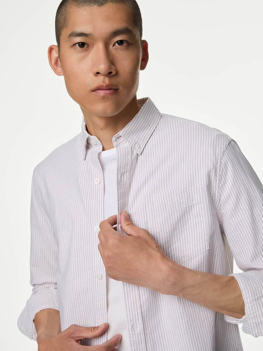 

Marks & Spencer Men Opaque Striped Casual Shirt, Off white