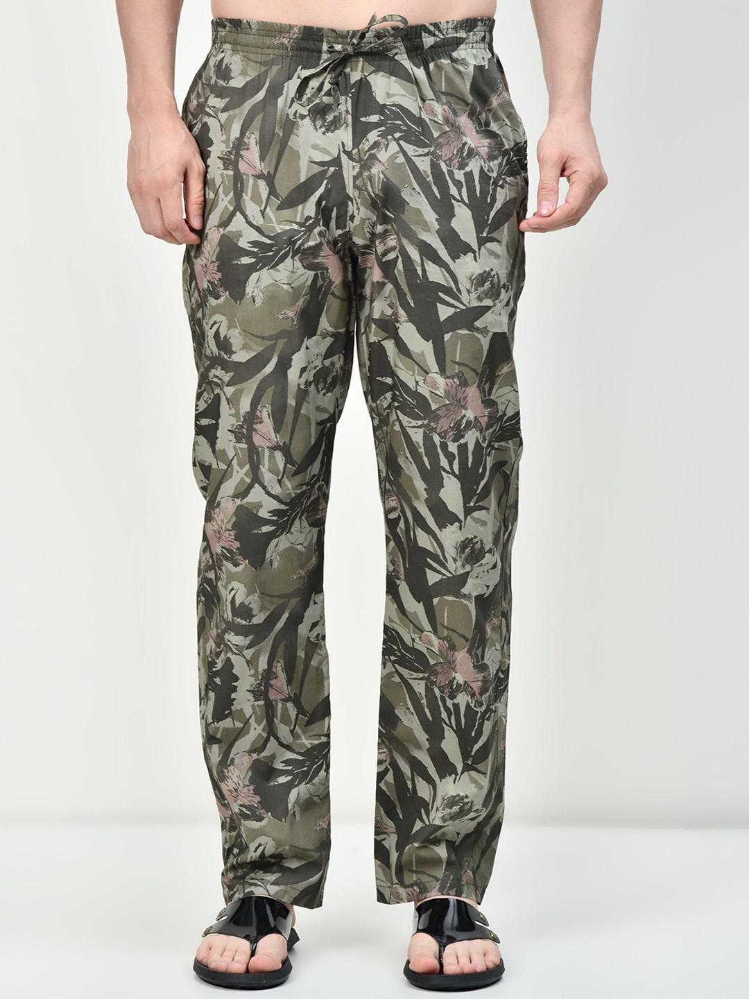 

BAESD Men Printed Pure Cotton Lounge Pants, Grey