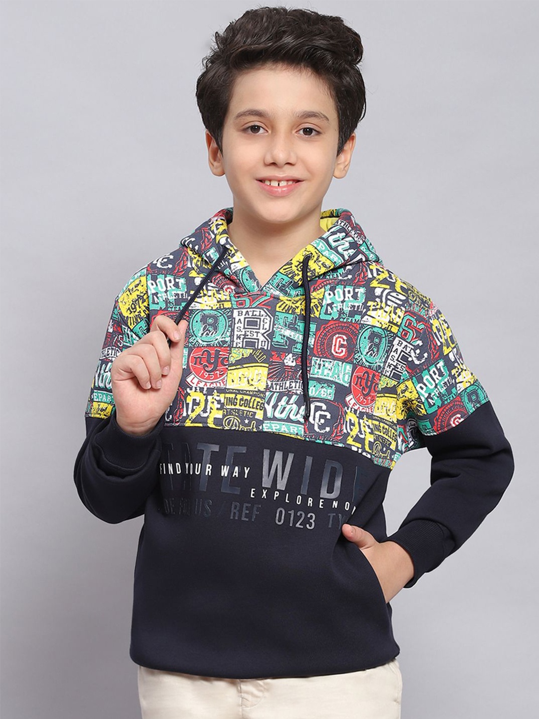 

Monte Carlo Boys Printed Hooded Sweatshirt, Navy blue