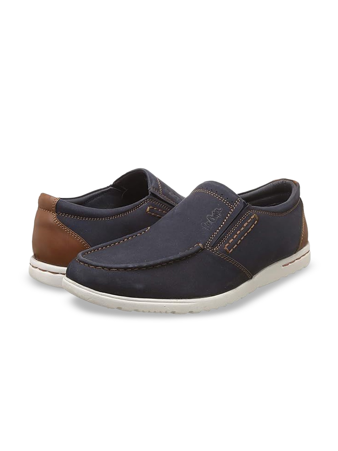 

Lee Cooper Men Colourblocked Leather Slip On Sneakers, Navy blue