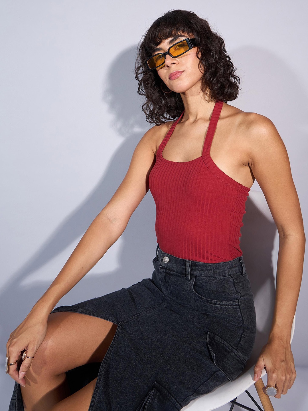 

SASSAFRAS Halter Neck Top, Rust