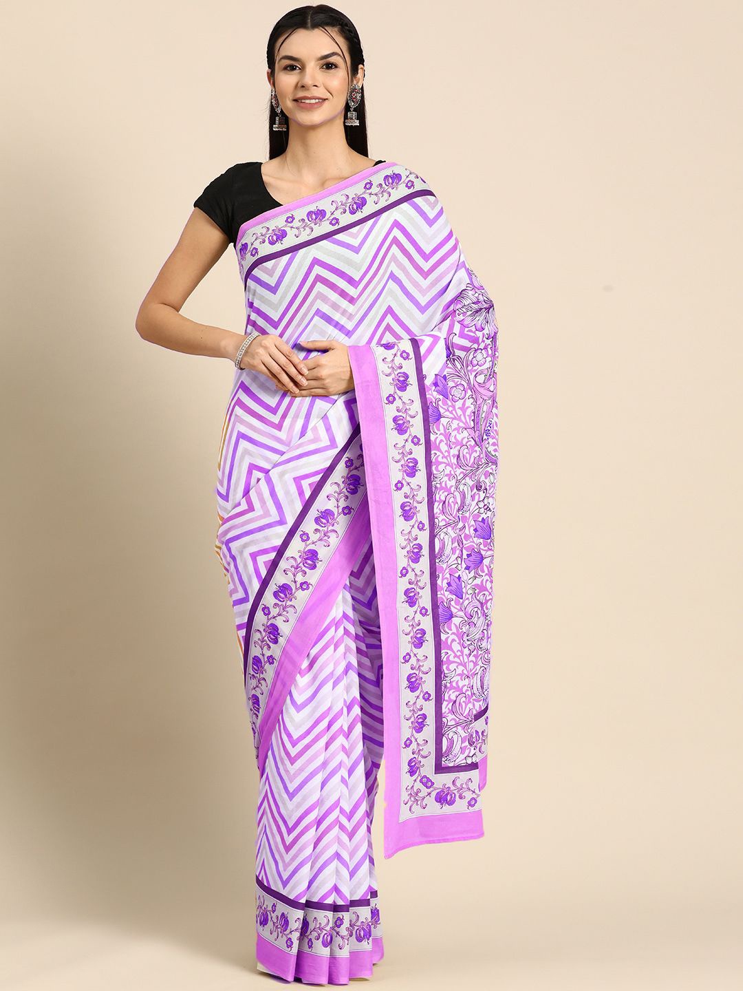

BUTA BUTI Pure Cotton Saree, Purple