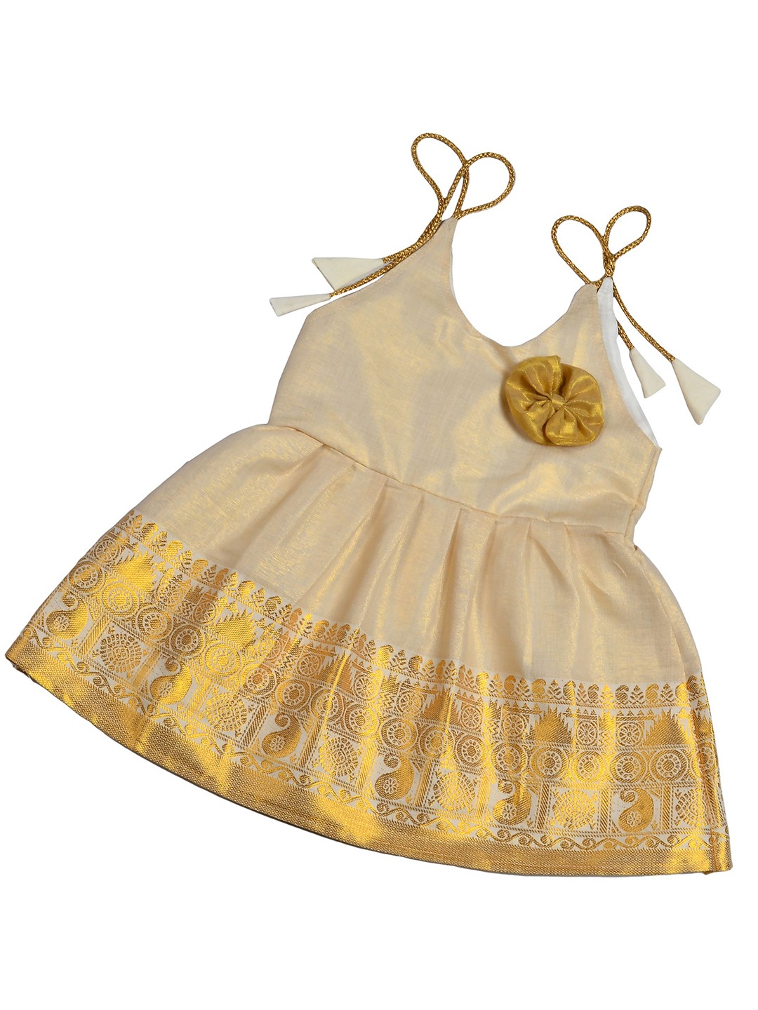 

BAESD Girls Kerala Kasavu Onam Dress, Off white