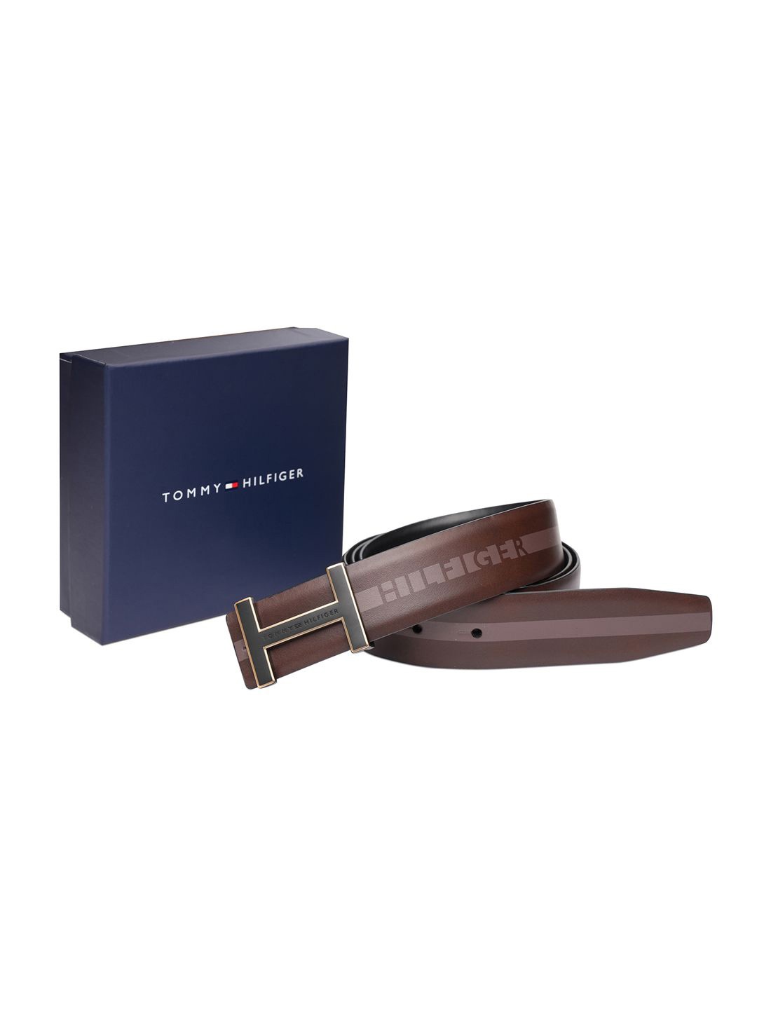 

Tommy Hilfiger Men Printed Leather Reversible Formal Belt, Brown