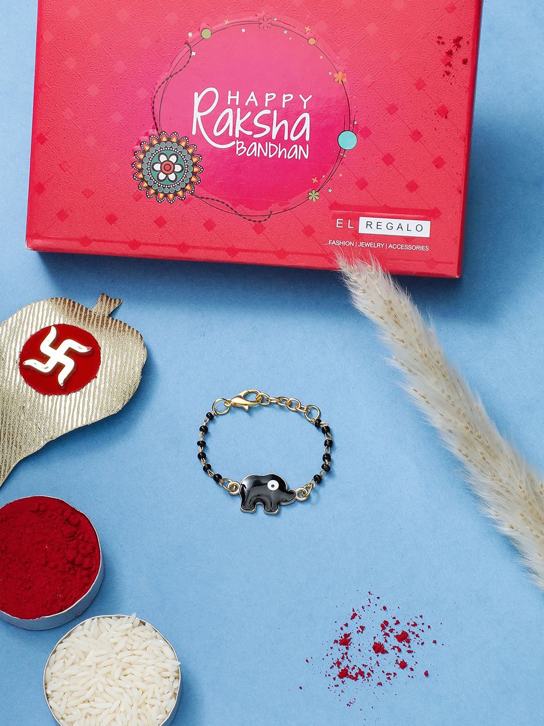 

EL REGALO Boys Beaded Wraparound Rakhi, Black