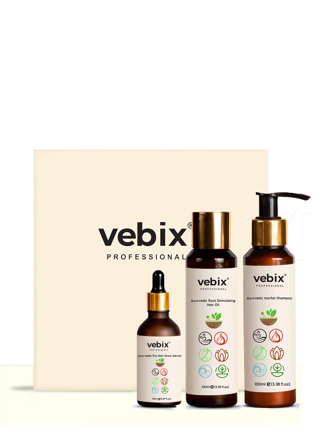 

Vebix Professional Set of 3 Hair Care Gift Set- 250ml, Beige