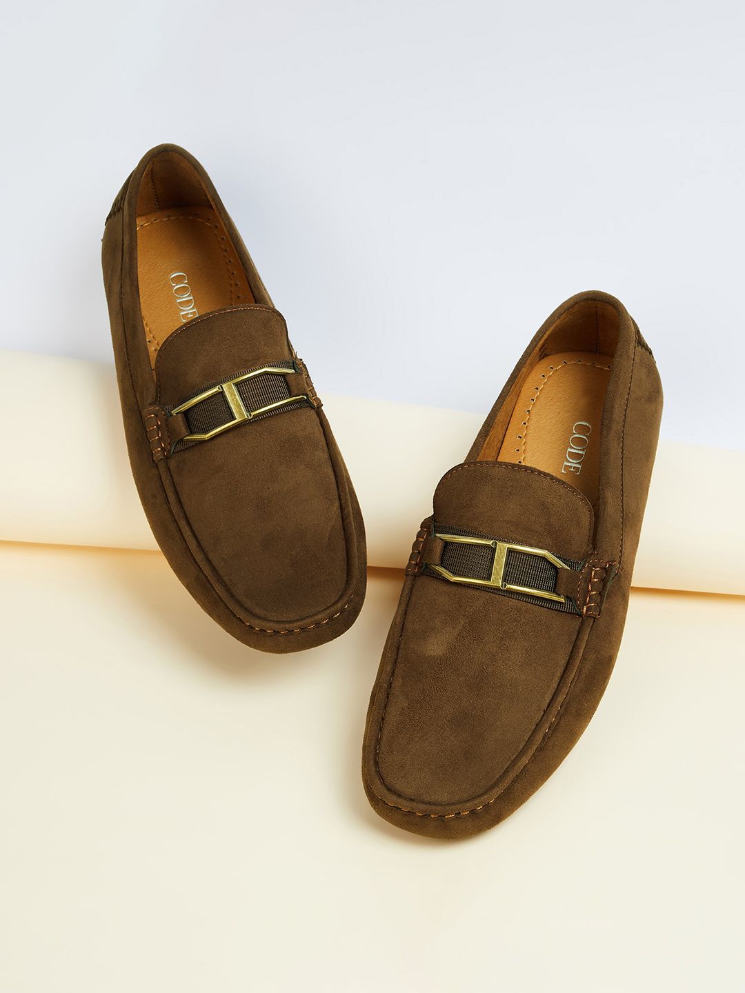 

CODE by Lifestyle Textured Synthetic Slip-On Loafers, Brown