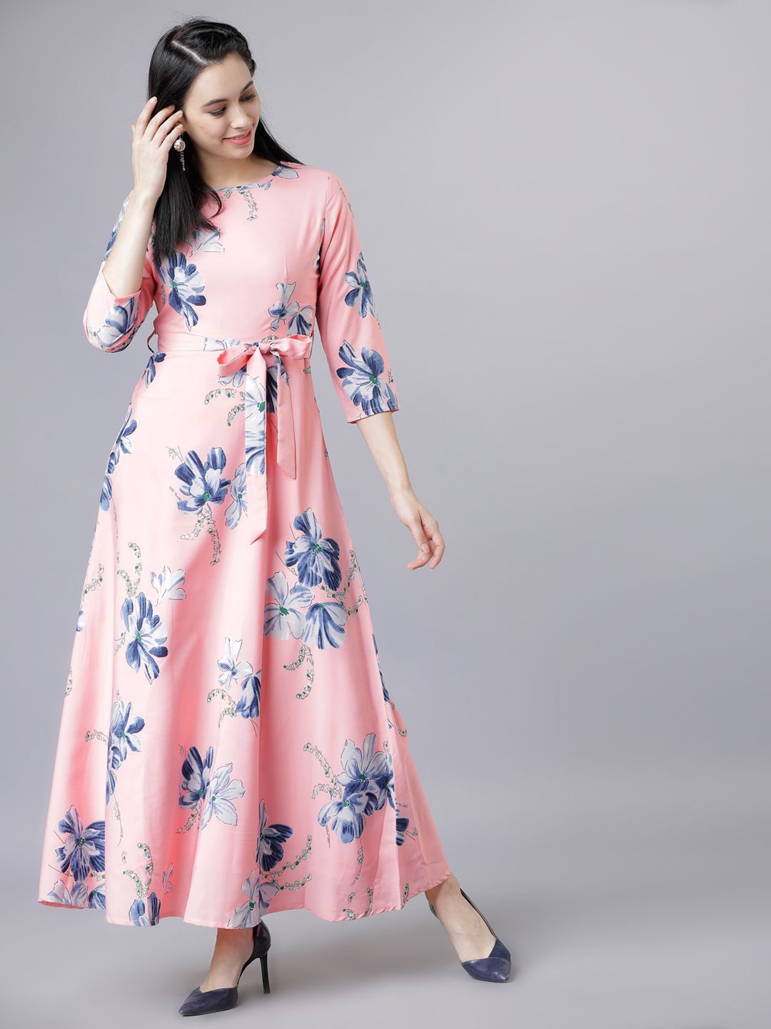 

Tokyo Talkies Floral Printed Tie Up Maxi Dress, Pink