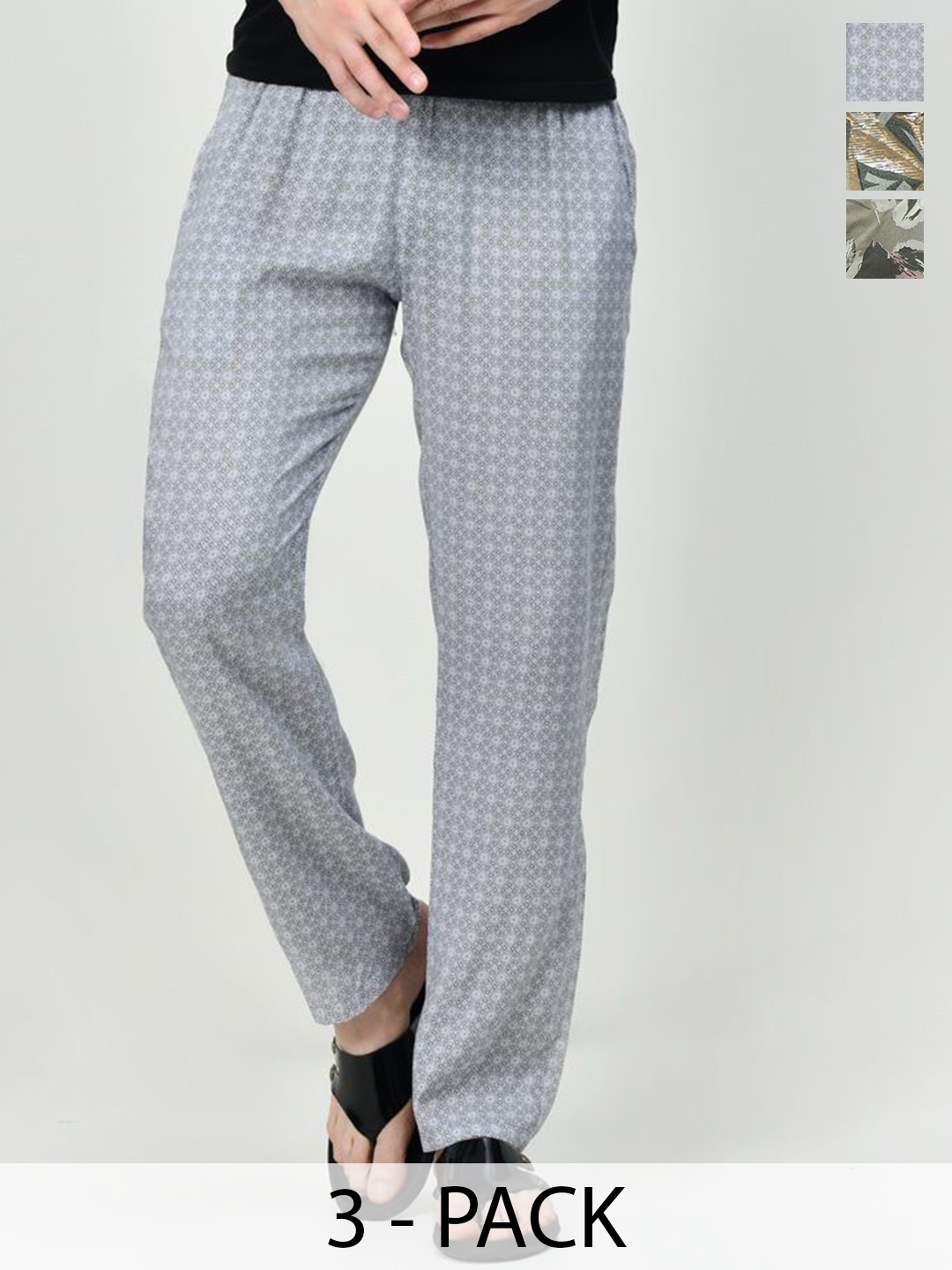 

BAESD Pack Of 3 Printed Pure Cotton Lounge Pants, Grey