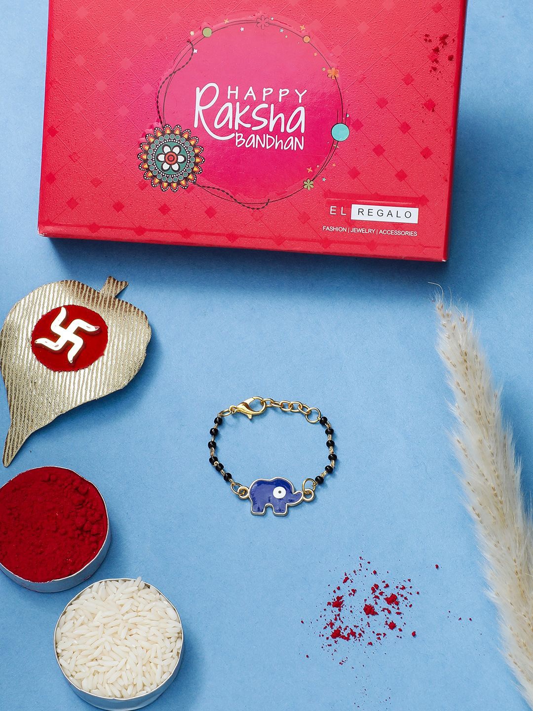 

EL REGALO Boys Beaded Wraparound Rakhi, Black