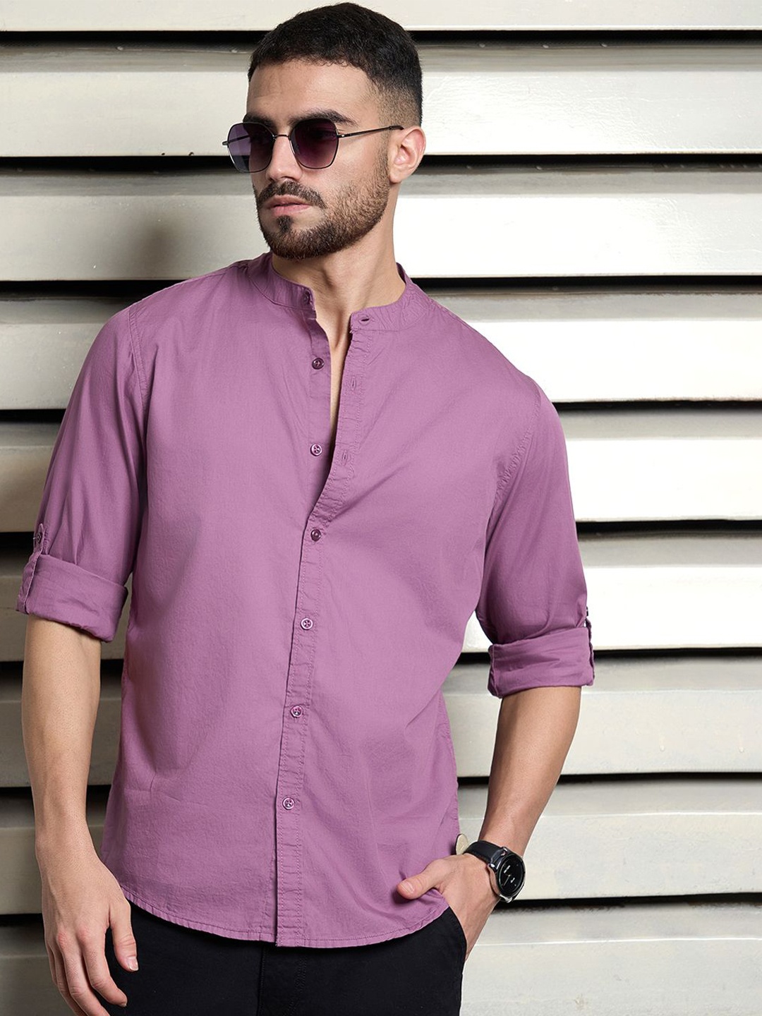 

High Star Men Standard Opaque Casual Shirt, Purple