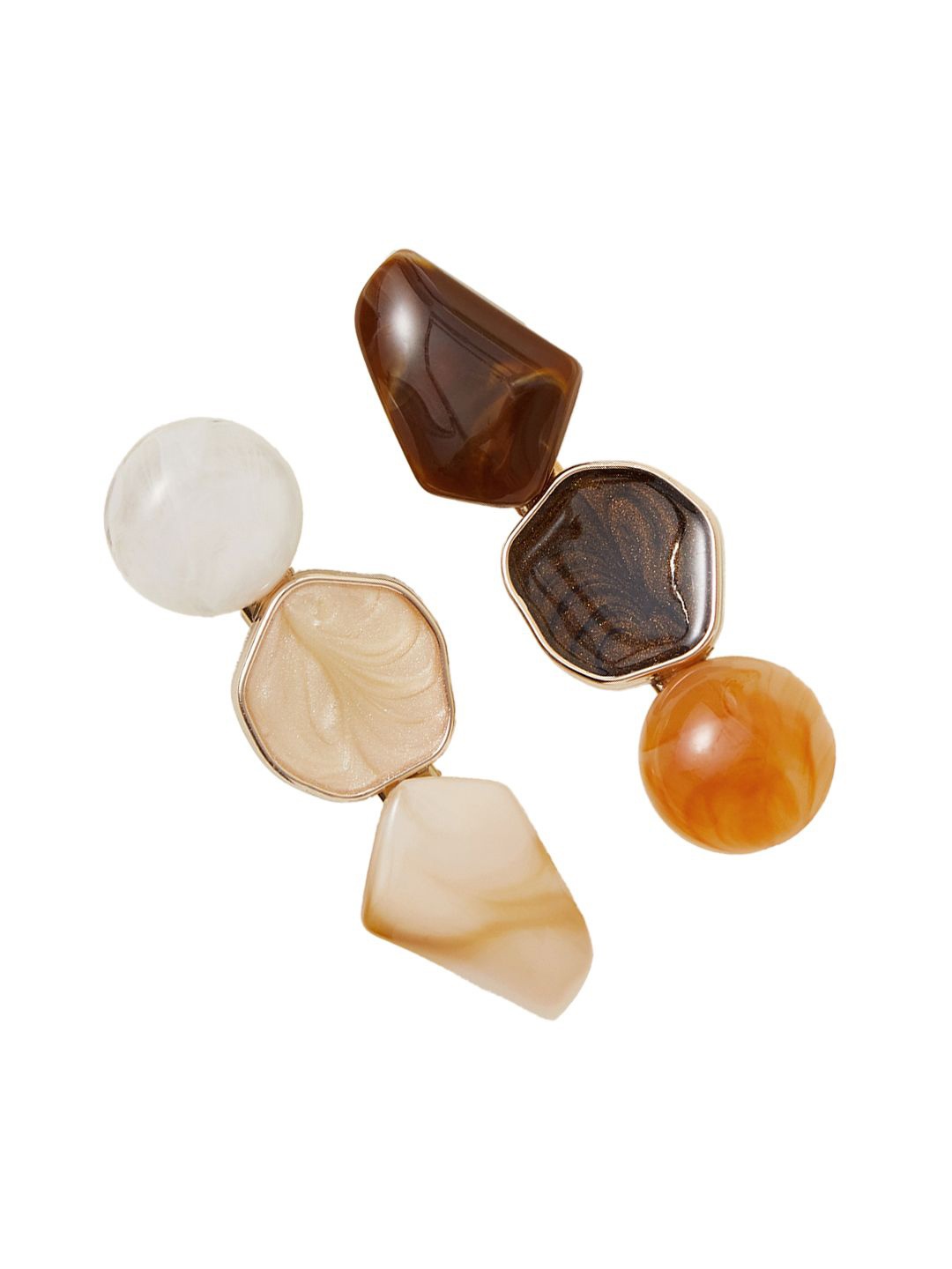 

Accessorize Women Set of 2 Beaded Tic Tac Hair Clip, Gold