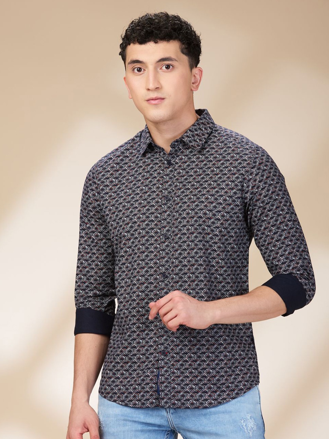 

Being Human Men Slim Fit Opaque Printed Casual Shirt, Blue