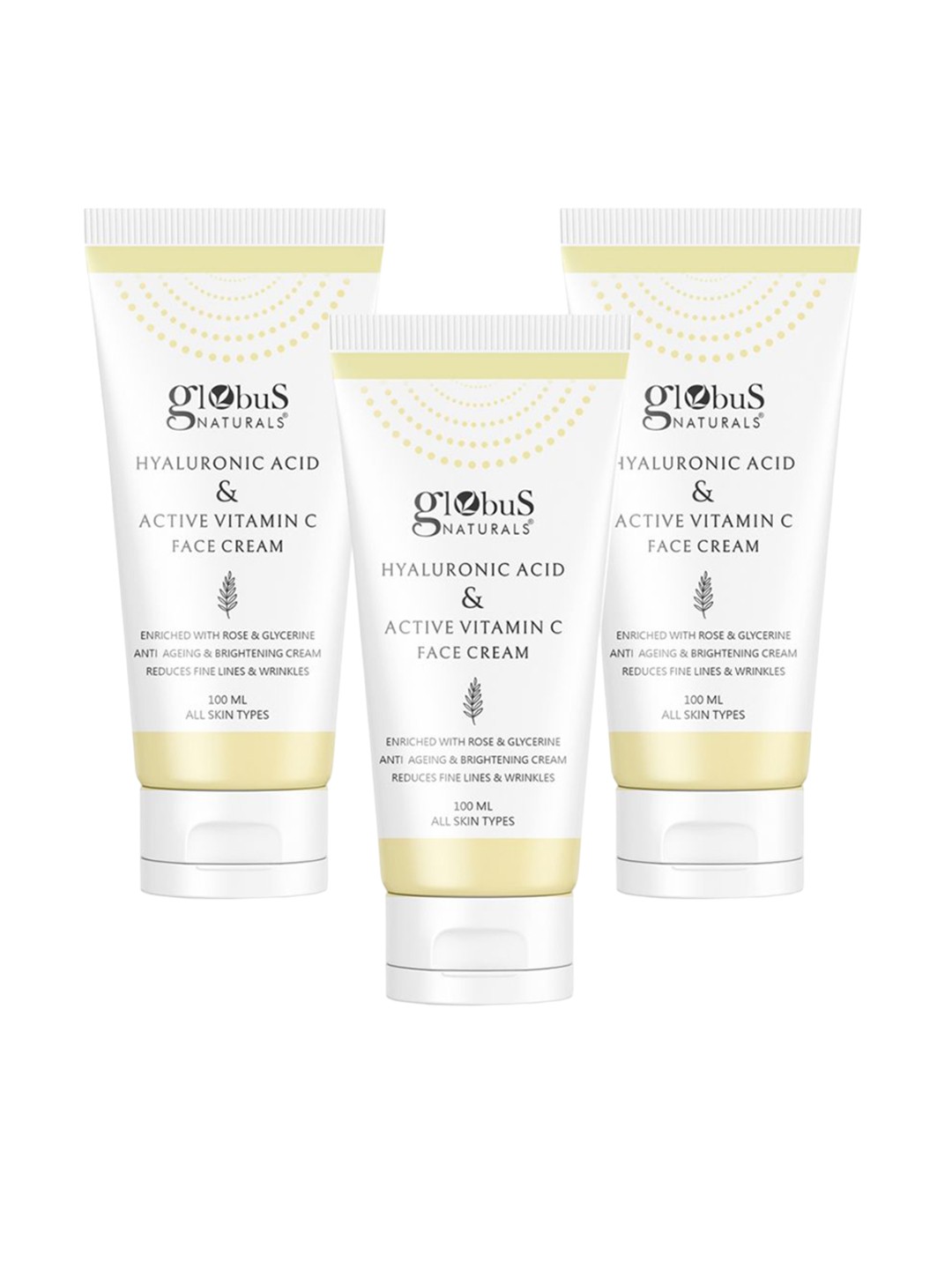 

Globus naturals Set Of 3 Hyaluronic Acid & Vitamin C Face Cream - 100g Each, Na