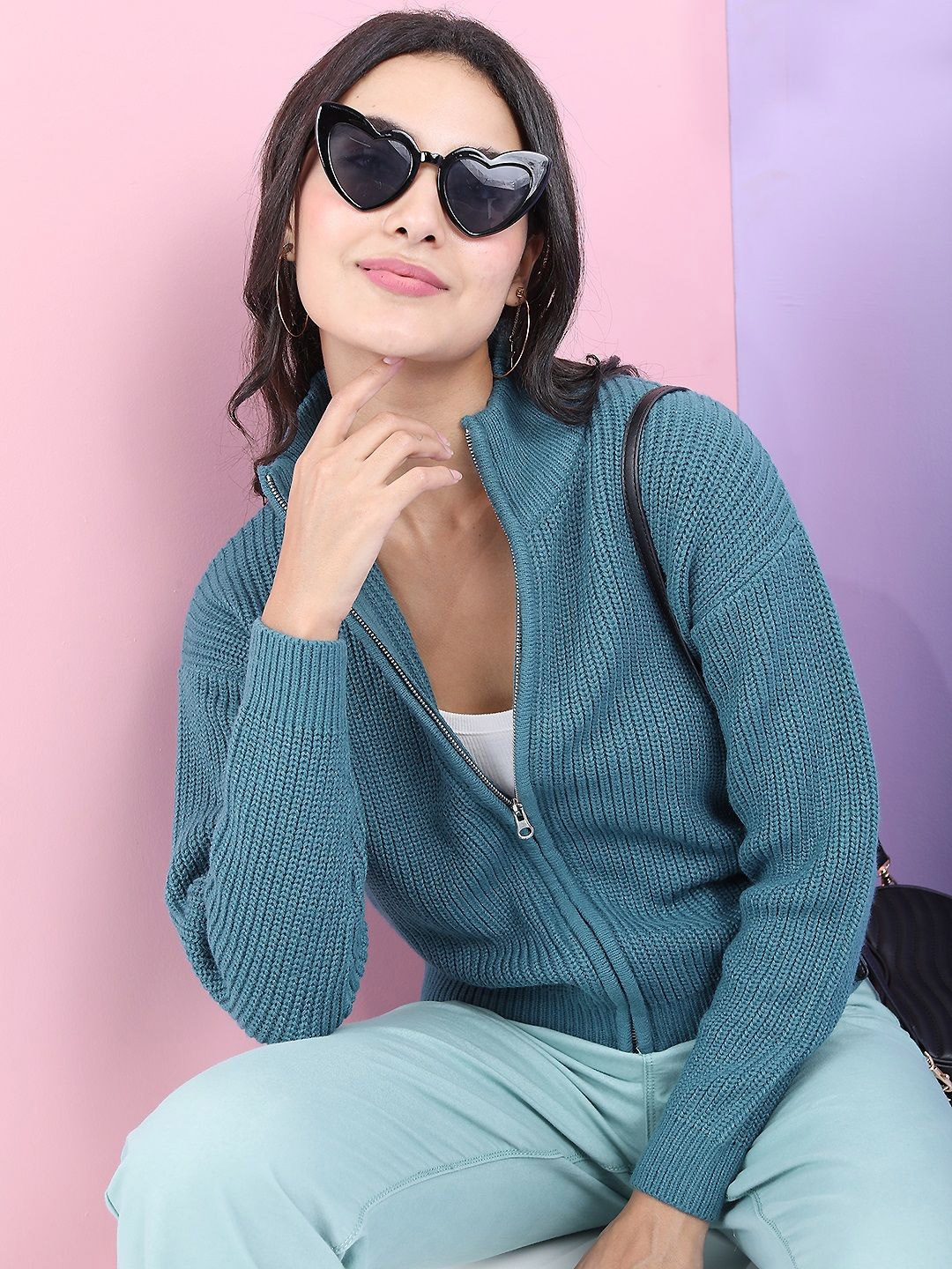 

Tokyo Talkies Women Cable Knit Pullover, Teal