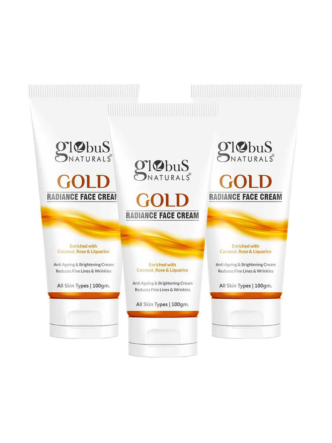 

Globus naturals Set Of 3 Gold Radiance Face Cream - 100g Each, Na